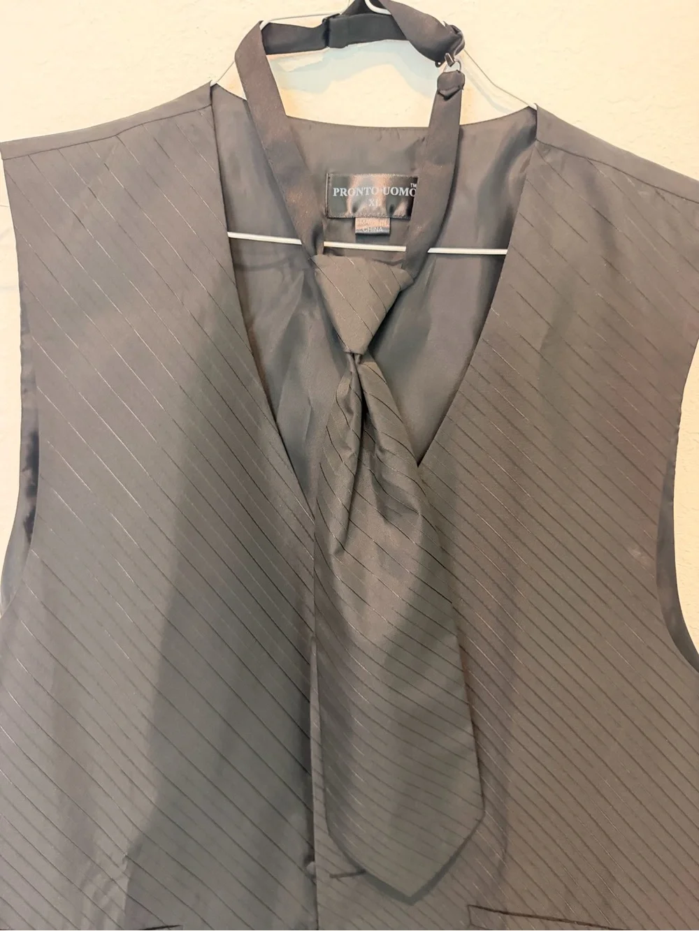 Pronto Uomo Black Pinstripe Men's Dress Vest